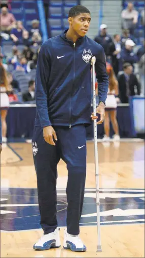  ?? File photo / The Associated Press ?? UConn’s Terry Larrier stands on the court on Nov. 30, 2016 in Hartford.