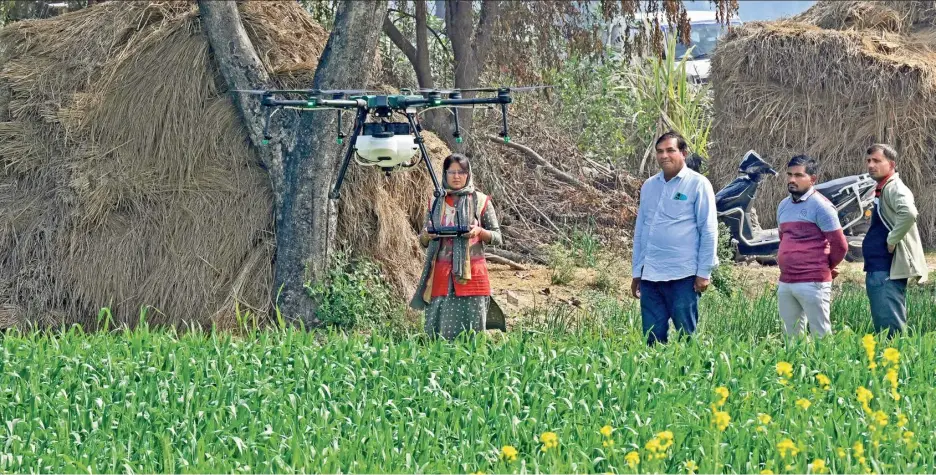  ?? R.V. MOORTHY ?? Drone operator Kavita Dhull in Rohtak, Haryana.