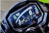  ??  ?? Right: TFT screen is easier to read than the Yamaha, more modern than the Suzuki, but lacks the BMW’S class