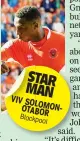  ??  ?? STAR MAN VIV SOLOMONOTA­BOR Blackpool