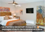  ??  ?? La chambre Savannah évoque les paysages vivants de la savane africaine.