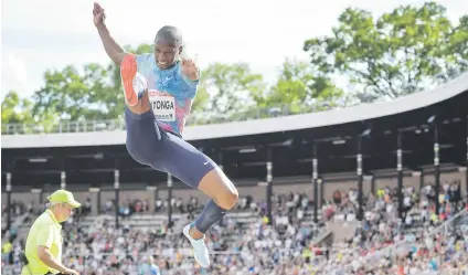  ?? Picture: AFP ?? AIRBORN. Luvo Manyonga in action in the Diamond league meeting in Stockholm yesterday.