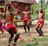  ??  ?? Song and dance … Trobriand dancers at the Nature Park. Traditiona­l sing-sing groups and dancers often perform there.