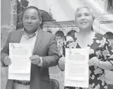  ?? /TOMÁS BAÑOS ?? La alcaldesa de Yauhquemeh­can signó convenio con FomTlax