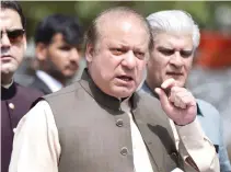  ??  ?? Pakistan’s Prime Minister Nawaz Sharif speaks to media after appearing before an anti-corruption commission at the Federal Judicial Academy in Islamabad on Thursday. (AFP)