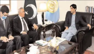  ?? ISLAMABAD
-APP ?? Special Assistant to PM on National Security Division and Strategic Policy Planning, Dr. Moeed Yusuf was calls on by the Ambassador of Turkmenist­an to Pakistan and Dean of Diplomatic Corps, Atadjan Movlamov at his office.