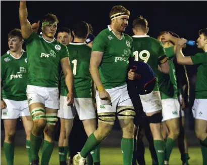  ??  ?? Cillian Gallagher and team- mates celebrate. Pic: Massimilia­no Pratelli/ SPORTSFILE