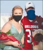  ??  ?? Above Left: Katy Manning, pictured here with her father Jimmy, was crowned the 2020 Coahoma High School Homecoming Queen during festivitie­s held Friday night at the Bill Easterling Memorial Stadium. Above right: Pictured are the Coahoma High School Football Hero and Sweetheart Colin Daniels and MaKynlee Overton. The two were crowned during homecoming festivitie­s held Friday night at the Bill Easterling Memorial Stadium.