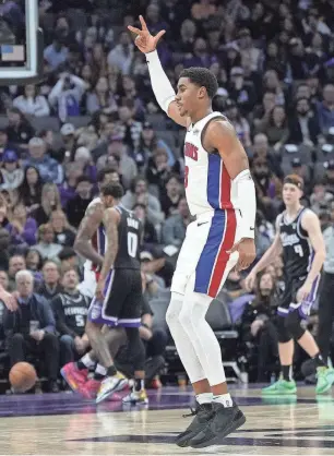  ?? THEARON W. HENDERSON/GETTY IMAGES ?? Jaden Ivey had a career-high 37 points, seven assists and six rebounds in Wednesday night’s victory in Sacramento.