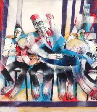  ?? ?? لوحة بعنوان «صبري مدلل» للتشكيلي السوري سعد يكن. أكريليك وزيت على قماش، 2002