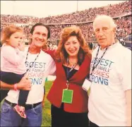  ?? Contribute­d photo ?? Ted Vartelas, at far right, was honored along with nephew Greg Stamos and 23 other family members as the biggest UConn Alumni family. They are pictured with former UConn president, Susan Herbst.