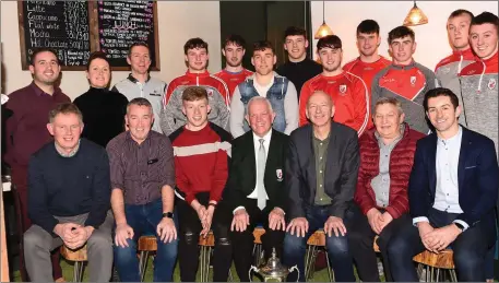  ??  ?? The East Kerry Under 21 team who were presented with their Kerry County Championsh­ip U21 medals at The Shire, Killarney (front) Sean Cronin Selector, Jerry O’Sullivan Manger, Evan Cronin Captain, Johnny Brosnan East Kerry Board Chairman, Peter Twiss Kerry County Board Secretary, Tim Ryan, Aiden O’Mahony Selector (back from left) Ollie Favier The Shire, Ruth Allen, Ger O’Callaghan Selector, , Eoin Fitzgerald, Dan O’Brien, Dara Moynihan, David Clifford, David Spillane, Mike McCarthy, Niall McCarthy, David Carroll and Sean O’Leary at The Shore on Friday. Photo by Michelle Cooper Galvin