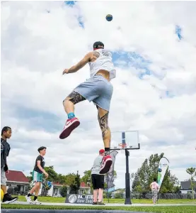  ?? ?? Ethan Rusbatch, Hawks and Tall Blacks player, breaks in the new court at Essex Street Reserve, Tamatea, on Sunday.