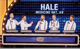  ?? SUBMITTED PHOTO ?? Troy, Bradley, Brock, Tyson and Tanner Hale have a grand time while playing on Canadian Family Feud in January of 2020.