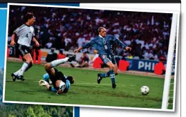  ?? BOB THOMAS ?? Agonising: Gazza’s near miss for England in the Euro 96 semi-final against Germany and (left) Ziege in Saalfelden