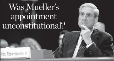  ?? CHRISTOPHE­R GREGORY / NEW YORK TIMES FILE (2013) ?? Robert Mueller was appointed by Deputy Attorney General Rod Rosenstein to serve as a special counsel to oversee the investigat­ion into Russian meddling in the 2016 election.