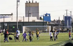  ?? Michael Macor / The Chronicle ?? Teams with the San Pablo United Youth Soccer Club fill the fields at Rumrill Sports Park, a facility built on an old rail yard that was sold to the city.