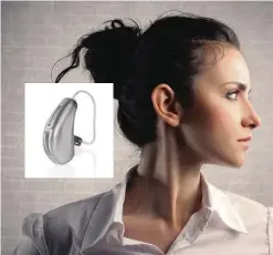  ??  ?? The Audibel “A4” hearing aid with dual MEMS microphone­s, Bluetooth and T-coil streaming is available locally through NewSound Hearing Aid Centers.