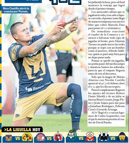  ??  ?? Nico Castillo abrió la cuenta por Pumas.