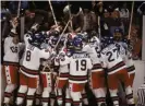  ?? Photograph: Steve Powell/Getty Images ?? Team USA celebrates the Miracle on Ice after defeating the USSR in the 1980 Olympic semi-finals.