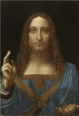  ?? FOTO: FINE ART ?? DYRGRIP. Salvator mundi, den sista privatägda målningen av Leonardo da Vinci, har sålts på auktion.