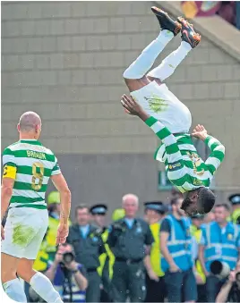  ??  ?? Olivier Ntcham celebrates his goal in spectacula­r style