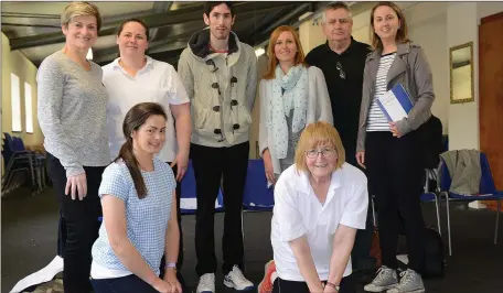  ??  ?? Francis O Regan right DefibTrain­er Aine Mc Keown Cilla Byrne, Sandra White, Noel Mc Closkey, Ciara Olohan David Kirwan and Catherine Gardiner at the Community Cardiac Arrest First Responder Course at Our Ladys College Greenhills