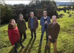  ??  ?? Heritage Officer Deirdre Burns, Therese Hicks, Robert Byrne, Agustus Wright and Huw O’Toole at Kilmurray Church ruins, which benefited from grant funding last year.