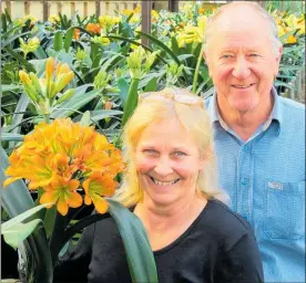  ??  ?? Jude Coenen of Apata, co-organiser of this year’s Clivia Show, with husband Ian.