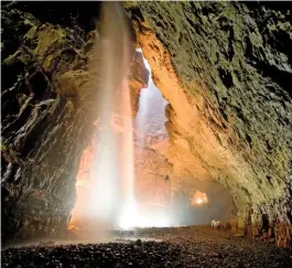  ??  ?? THE MONSTER BENEATH THE MOUNTAIN
It will be a while before the winch chair lets people explore the interior of Gaping Gill again, but just knowing it’s beneath your feet is exhilarati­ng.