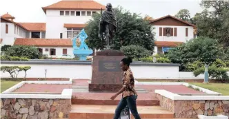  ?? | AP ?? A STATUE of Indian independen­ce leader Mahatma Gandhi in an Accra university in Ghana was removed after lecturers and student activists objected to it.