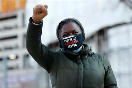  ?? AP Photo/Michael Dwyer ?? Tenants’ rights advocate Danielle Willams demonstrat­es outside the Edward W. Brooke Courthouse, on Wednesday in Boston.