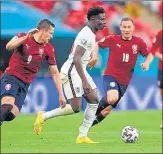  ?? AFP ?? England's Bukayo Saka in action against the Czech Republic.