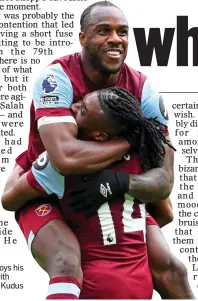  ?? ?? LIFT OFF: Antonio enjoys his equaliser with team-mate Kudus