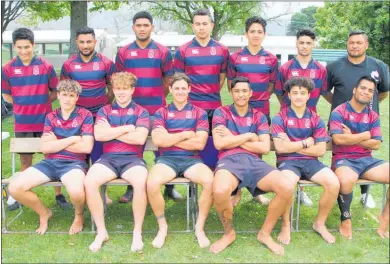  ??  ?? Te Puke High School’s sevens squad with coach Jackson Reuben-swinton (right).
