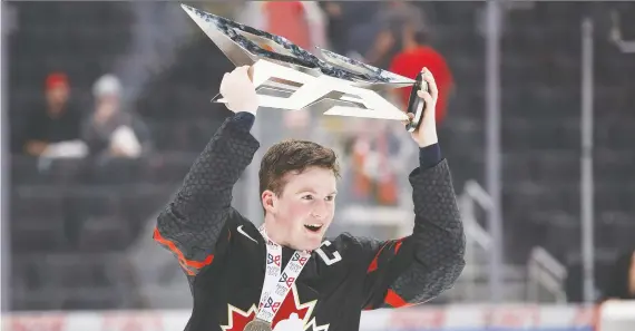  ?? CODIE MCLACHLAN/THE CANADIAN PRESS ?? Forward Alexis Lafreniere is one of the few players sure to be named to the Canadian world junior team after the upcoming selection camp.