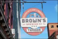 ?? LAUREN HALLIGAN — MEDIANEWS GROUP FILE ?? Signage welcomes guests to Brown’s Brewing Company on River Street in Troy.