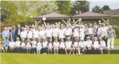  ??  ?? Members of the Maiden Erlegh Bowling Club celebrate the club’s 75th year