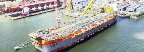  ??  ?? The almost-completed Liza Unity FPSO (SBM Offshore photo)