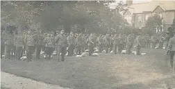  ??  ?? Members of the 5th Battalion Leicesters­hire Regiment in Loughborou­gh’s Queen’s Park.