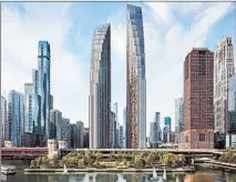  ?? SKIDMORE, OWINGS & MERRILL ?? Related Midwest has unveiled revised plans for two residentia­l towers of unequal height on the Chicago Spire site at 400 N. Lake Shore Drive.