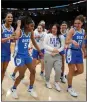  ?? AARON DOSTER - THE ASSOCIATED PRESS ?? Duke celebrates after their win over Ohio State during a second-round college basketball game in the women’s NCAA Tournament, Sunday.