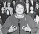  ?? Associated Press ?? Stacey Abrams delivers the Democratic party’s response to President Donald Trump’s State of the Union address.