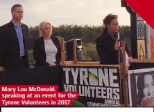  ??  ?? Mary Lou McDonald. speaking at an event for the Tyrone Volunteers in 2017