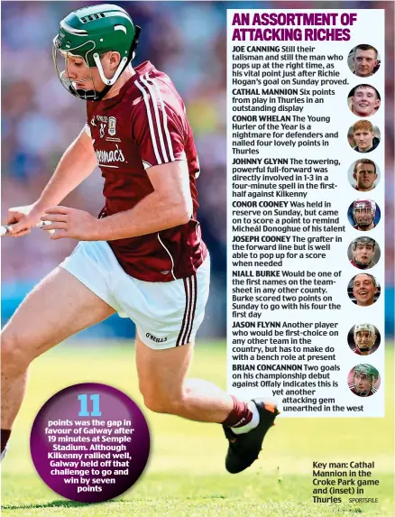  ?? SPORTSFILE ?? Key man: Cathal Mannion in the Croke Park game and (inset) in Thurles