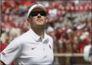  ?? SUE OGROCKI — THE ASSOCIATED PRESS ?? Oklahoma head coach Lincoln Riley looks out at the stands before a game on Sept. 2 against UTEP in Norman, Okla.