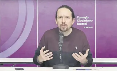  ?? Podem ?? Pablo Iglesias intervé en el Consell Ciutadà Estatal de Podem, ahir.