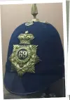  ??  ?? An other ranks helmet for the 69th Regiment, later 2nd Battalion Welsh Regiment