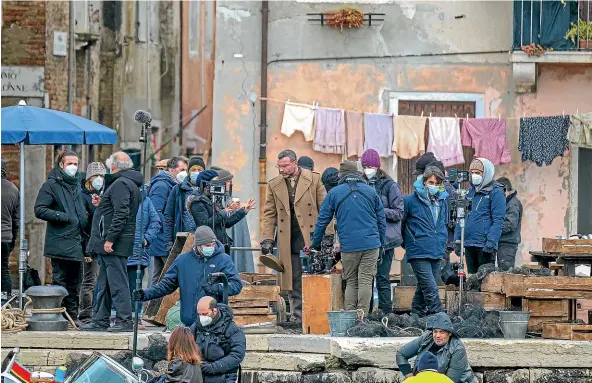  ?? GETTY IMAGES ?? Actor Liev Schreiber works on the set during filming for Across the River and Into the Trees in Venice, Italy.