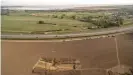  ??  ?? Excavation­s at Ebbsfleet, with Pegwell Bay in the background. Photograph: Dean Barkley/University of Leice/PA